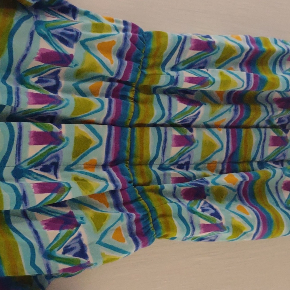 VTG 90's Maggy London 100 Percent Silk‎ geometric pattern Maxi Dress Size 4 - Picture 6 of 6